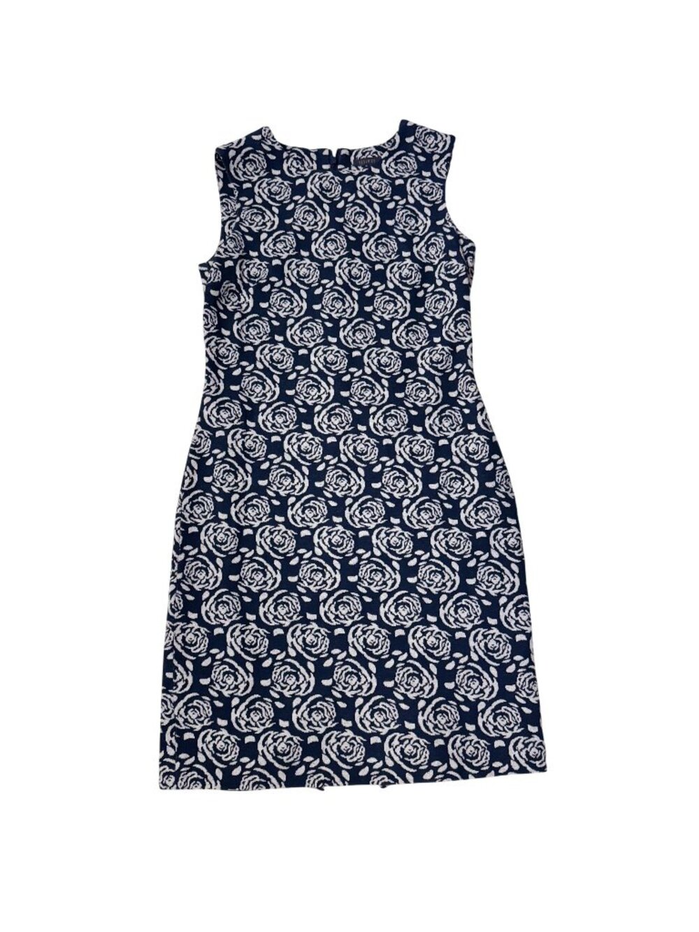 Peserico Italy Womens Navy Rose Jacquard Sleeveless Sheath Dress Size 44